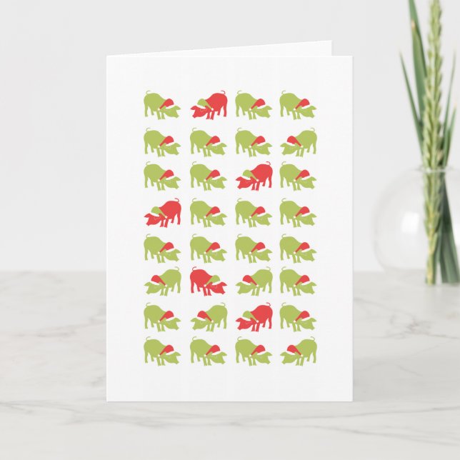 Cartes Pour Fêtes Annuelles Beaucoup de cochons de Noël (Devant)