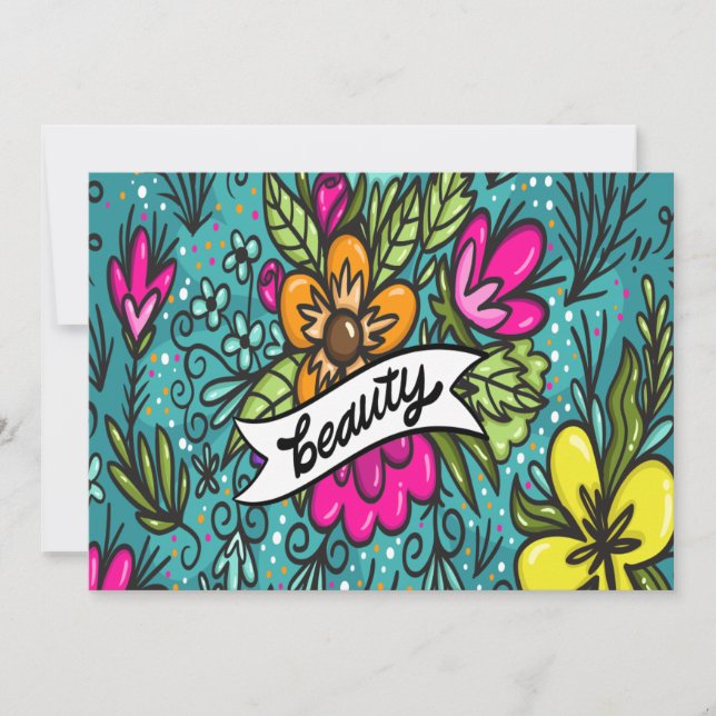 Cartes Pour Fêtes Annuelles Beauté de l'oreiller avec fleurs (Devant)