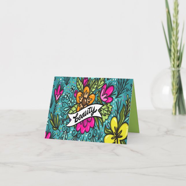 Cartes Pour Fêtes Annuelles Beauté de l'oreiller avec fleurs (Devant)