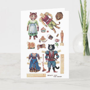 Cartes Pour Fêtes Annuelles Beauté et bête, poupée en papier, Louis Wain
