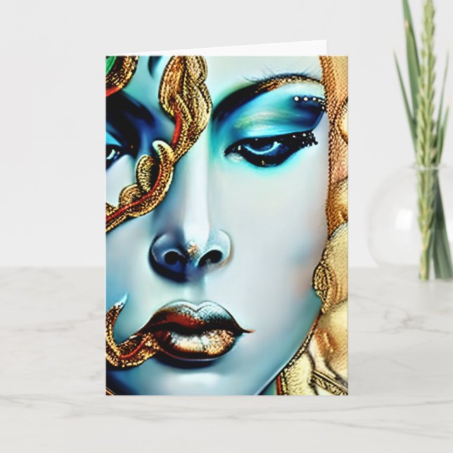 Cartes Pour Fêtes Annuelles Beauté mystique Déesse dorée Ai Art (Devant)