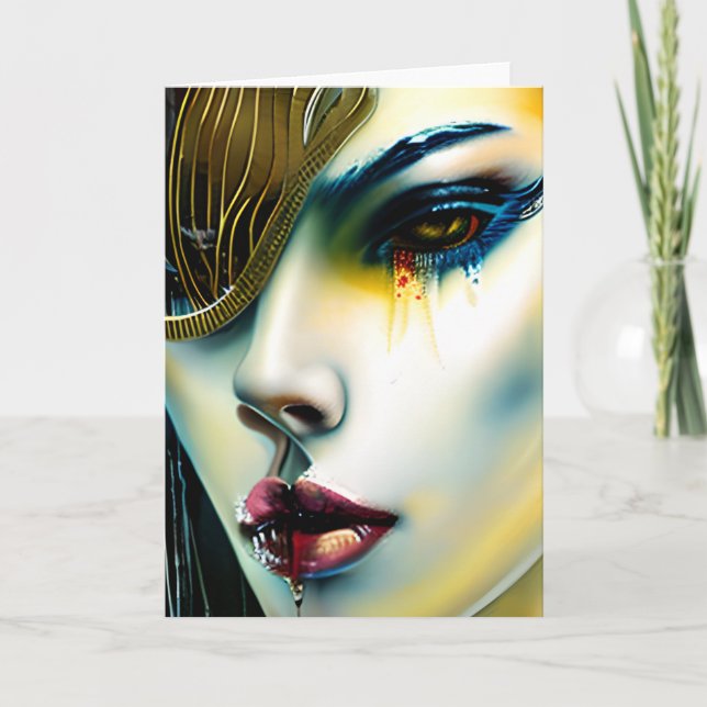 Cartes Pour Fêtes Annuelles Beauté mystique Déesse Vampire d'or (Devant)