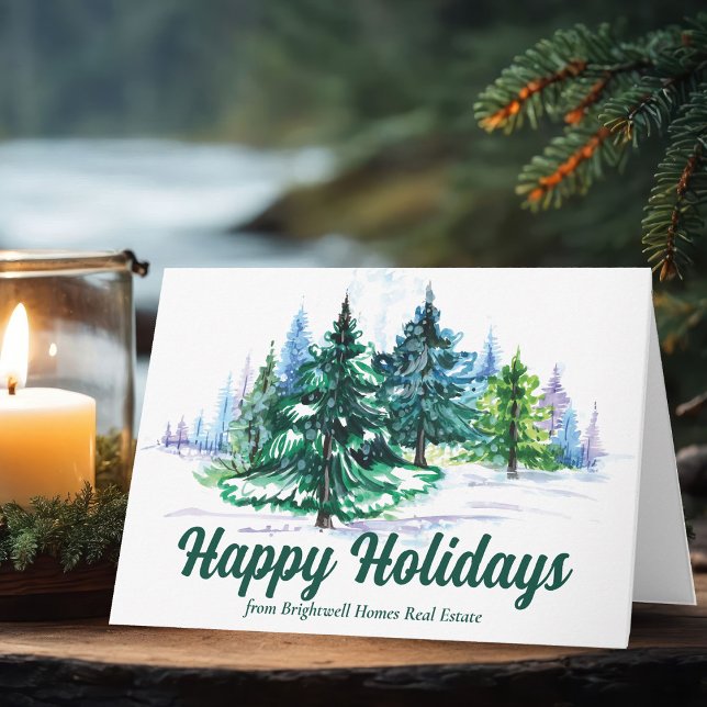 Cartes Pour Fêtes Annuelles Beautiful Happy Holidays Christmas Trees Business (Créateur téléchargé)