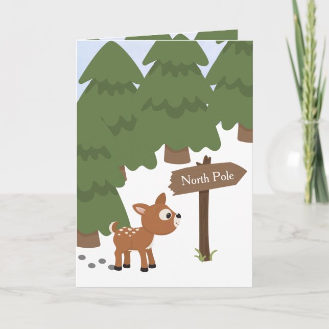 Cartes Pour Fêtes Annuelles Beaux animaux de Noël au pôle Nord (Devant)