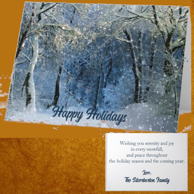 Cartes Pour Fêtes Annuelles Beaux Bois enneigés Joyeuses Fêtes Paysage d'hiver (Créateur téléchargé)