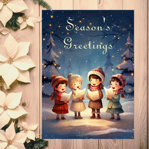Cartes Pour Fêtes Annuelles Beaux Chanteurs de Noël Vintage Nuit d'Hiver