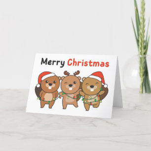 Cartes Pour Fêtes Annuelles Beaver Animaux de Noël Beavers Joyeux Noël H