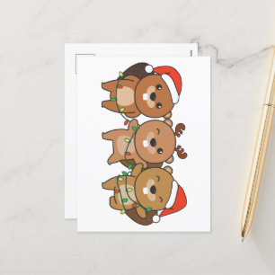 Cartes Pour Fêtes Annuelles Beaver Noël Animaux de Noël Chouette castor Hol