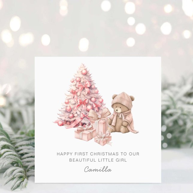 Cartes Pour Fêtes Annuelles Bébé 1er Noël mignon ours en peluche (Créateur téléchargé)