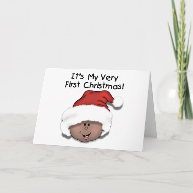 Cartes Pour Fêtes Annuelles Bébé afro-américain 1er Noël (Devant)