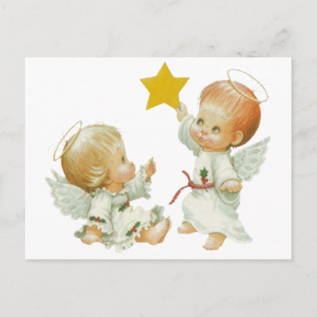 Cartes Pour Fêtes Annuelles Bébé Anges de Noël (Devant)