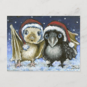 Cartes Pour Fêtes Annuelles Bébé chauve-souris et corbeau