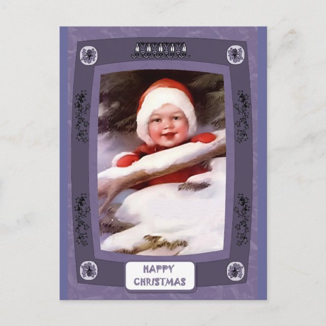 Cartes Pour Fêtes Annuelles Bébé dans la neige (Devant)