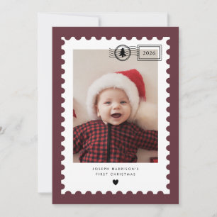 Cartes Pour Fêtes Annuelles Bébé de 1ère Noël avec timbre-poste de Bourgogne