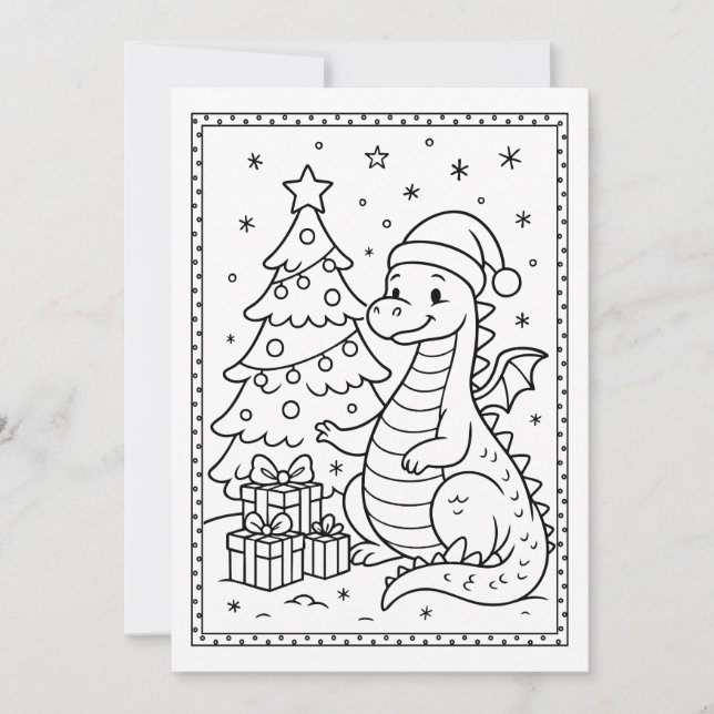 Cartes Pour Fêtes Annuelles Bébé de Noël mignon Dinosaure coloration plat Note (Devant)