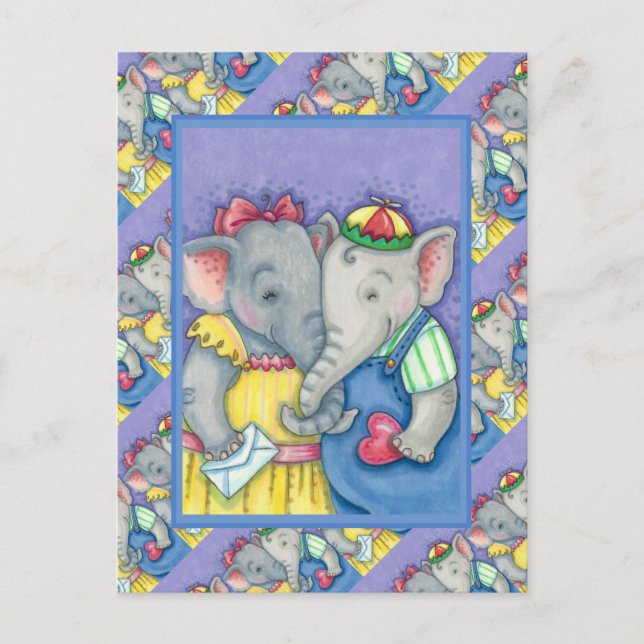 CARTES POUR FÊTES ANNUELLES BÉBÉ ÉLÉPHANTS PREMIER AMOUR, PACHYDERME MILIEUX (Devant)