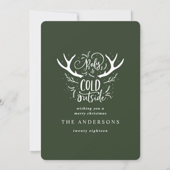 Cartes Pour Fêtes Annuelles Bébé il fait froid dehors cerf Noël (Devant)