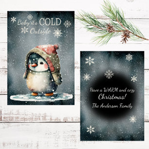 Cartes Pour Fêtes Annuelles Bébé Il fait froid dehors Penguin