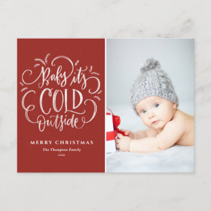 Cartes Pour Fêtes Annuelles Bébé Il fait froid dehors Rouge Joyeux Noël Photo