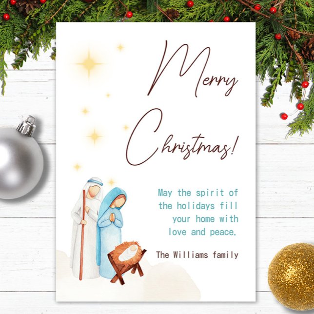 Cartes Pour Fêtes Annuelles Bébé Jésus Christ (Modern Christmas card with cute nativity scene and baby Jesus.
Personalize text.)