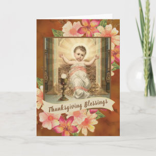Cartes Pour Fêtes Annuelles Bébé Jésus Eucharistie Chalice Floral
