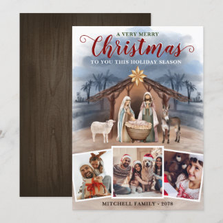 Cartes Pour Fêtes Annuelles Bébé Jésus scène de la Nativité Photo Collage Noël