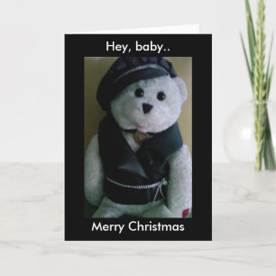 CARTES POUR FÊTES ANNUELLES BÉBÉ MERRY CHRISTMAS (BIKER TEDDY OURS)