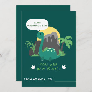 Cartes Pour Fêtes Annuelles Bébé mignon Dinosaur école primaire Saint-Valentin