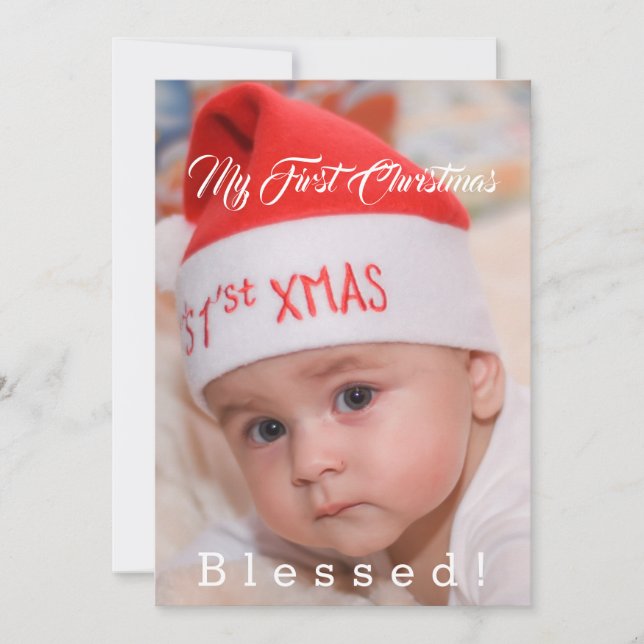Cartes Pour Fêtes Annuelles Bébé mignon Mon premier chapeau de Noël (Devant)