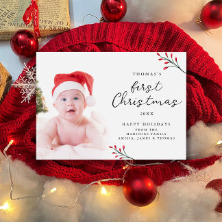 Cartes Pour Fêtes Annuelles Bébé mignon photo de Noël