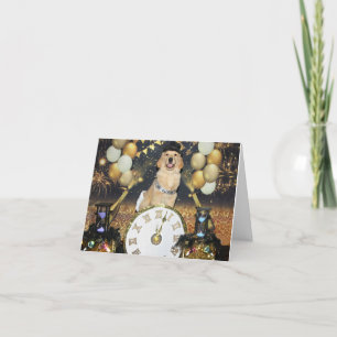 Cartes Pour Fêtes Annuelles Bébé Nouvel An Retriever d'Or Nouvel An Réveillon