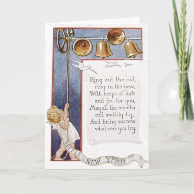 Cartes Pour Fêtes Annuelles Bébé Nouvel An Sonnerie Cloches Dove (Devant)