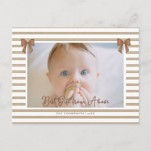 Cartes Pour Fêtes Annuelles Bébé Nouvelles Rubans Rayures Neutre Brun Photo No