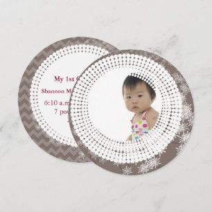 Cartes Pour Fêtes Annuelles Bébé Photo Gray Snowflakes Mon 1er Noël