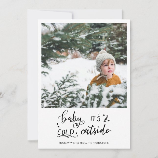 Cartes Pour Fêtes Annuelles Bébé son froid dehors photo manuscrite Script (Devant)