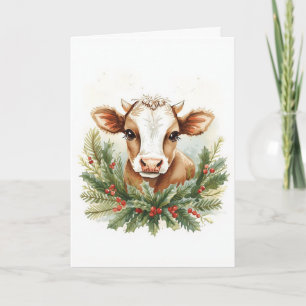 Cartes Pour Fêtes Annuelles Bébé Vache des Highlands Noël