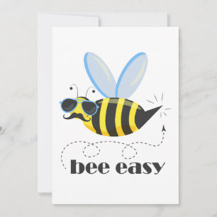 Cartes Pour Fêtes Annuelles Bee caractère avec mustache lunettes de soleil Bee