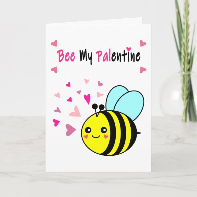 Cartes Pour Fêtes Annuelles Bee My Palentine Cute Valentine's Day (Devant)