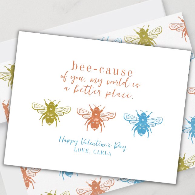 Cartes Pour Fêtes Annuelles Bee Valentine's Day Holiday Card (Créateur téléchargé)