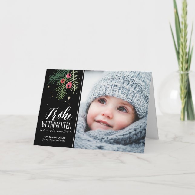 Cartes Pour Fêtes Annuelles Beeren par coeur | Frohe Weihnachten (Devant)