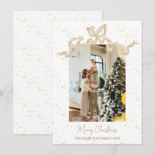 Cartes Pour Fêtes Annuelles Beige Coquette Bow Photo Noël