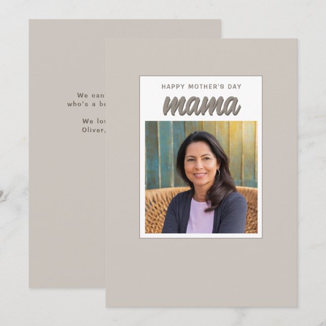 Cartes Pour Fêtes Annuelles Beige moderne maman Enfants Photo Fête des mères (Devant / Derrière)