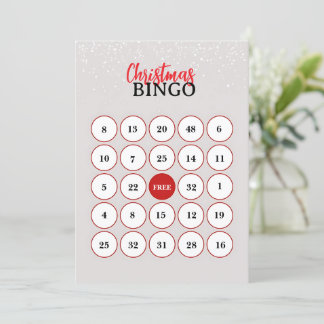 Cartes Pour Fêtes Annuelles Beige & Red Minimalist Christmas Bingo Card