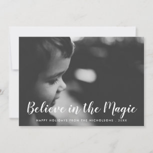Cartes Pour Fêtes Annuelles Believe in The Magic Handwritten Holiday Photo