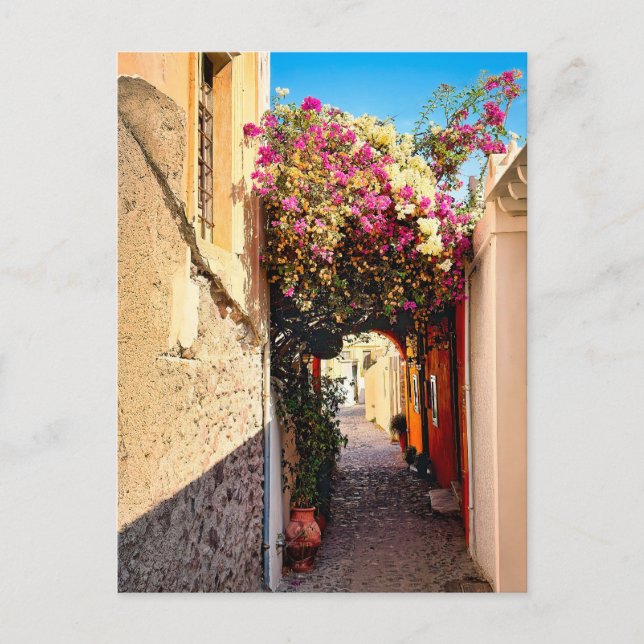 Cartes Pour Fêtes Annuelles Belle allée à Santorin, Grèce (Devant)