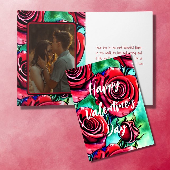 Cartes Pour Fêtes Annuelles Belle Amour Roses Rouges PHOTO Saint Valentin (Créateur téléchargé)