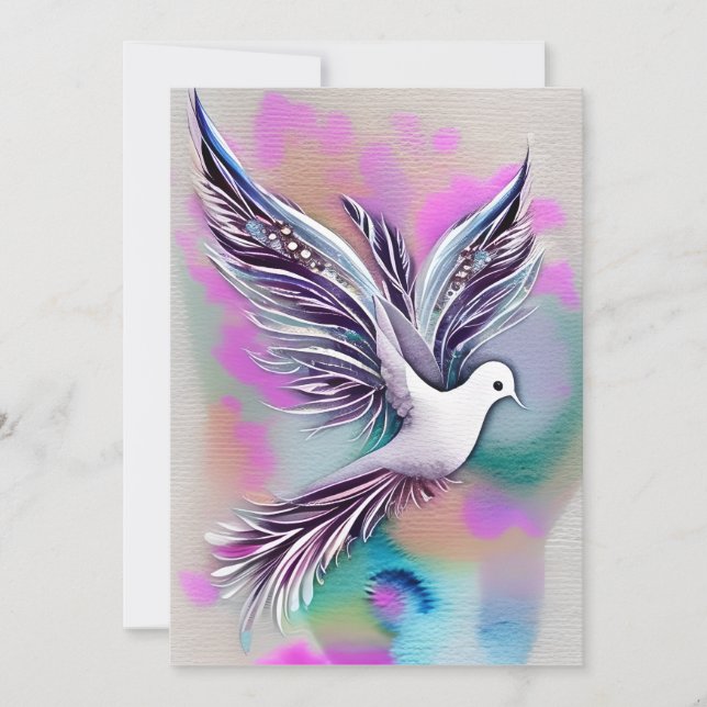 Cartes Pour Fêtes Annuelles Belle Aquarelle Ethérée Blanche (Devant)