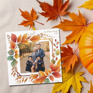 Cartes Pour Fêtes Annuelles Belle automne Foliage Famille Photo Thanksgiving