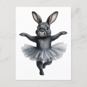 Cartes Pour Fêtes Annuelles Belle ballerine de lapin noir danse ballet