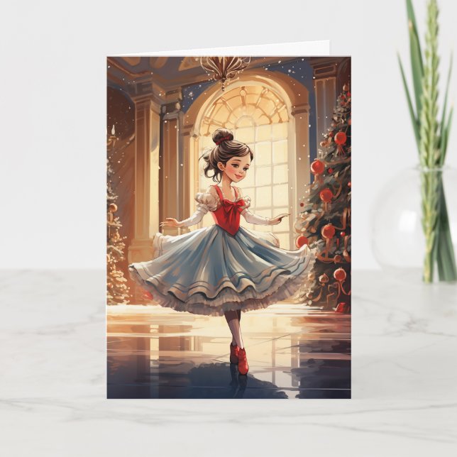Cartes Pour Fêtes Annuelles Belle Ballerine d'hiver Casse-Noisette Noël (Devant)